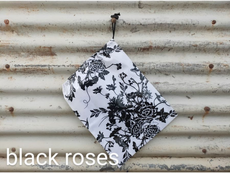 SALE - drawstring bags - laminated fabric